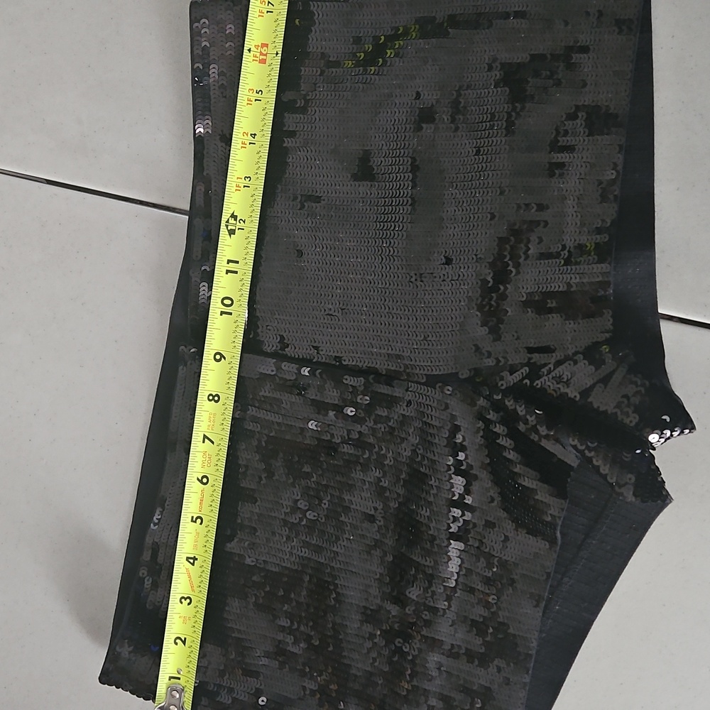 Express Women's Black Sequin High Waist Shorts - Picture 10 of 12